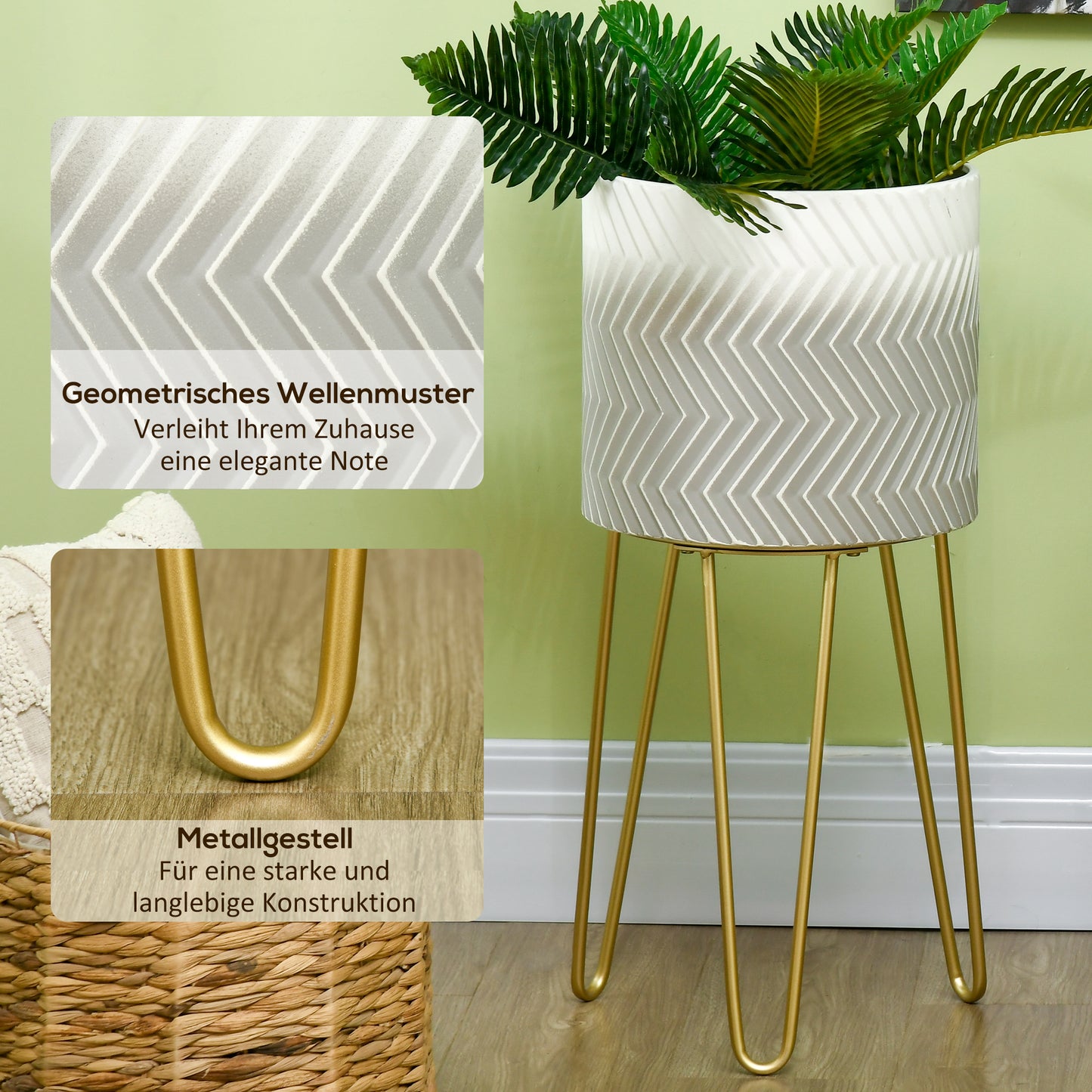 Outsunny Set aus 2 Blumenständern, dekoratives Design, Metallrahmen, 30 x 30 x 67 cm