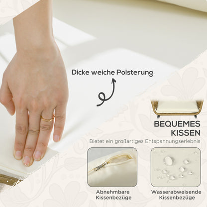 Outsunny Rattansitzgruppe Lounge-Set Outdoor-Sitzgruppe, Boho-Stil, 5-teilges Set, 145 x 70 x 78 cm, Creme + Natur + Schwarz