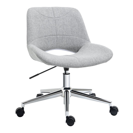 HOMCOM Bürostuhl, höhenverstellbar, um 360° drehbar, bis 110 kg, Metallrahmen, hellgrau, 49 x 56,5 x 73-82,5 cm
