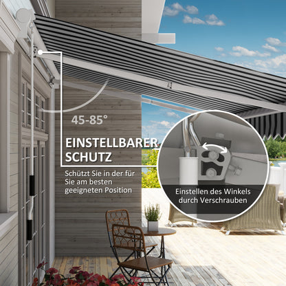 Outsunny Markise، Sonnenschutz، einfahrbar، mit Handkurbel، Metallrahmen، بوليستر، أزرق + فايس، 3,95 × 2,45 × 3,50 م