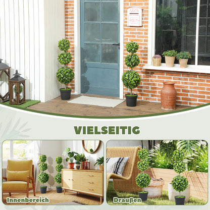 HOMCOM Kunstpflanzen im Topf, Kunststoff-Blätter, beflockte Erde, Grün