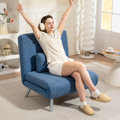 HOMCOM Polstersessel mit Bettfunktion، 3-in-1 Design، Schlafsessel، Gästebett، Stoffbezug، mit Kissen، Blau