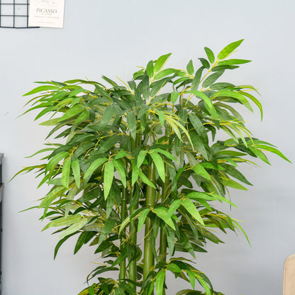 HOMCOM Künstliche Pflanze, Bambus aus Kunststoff im Topf, 780 Blätter, realistischer Look, kaum Pflegeaufwand, 140 cm, Grün