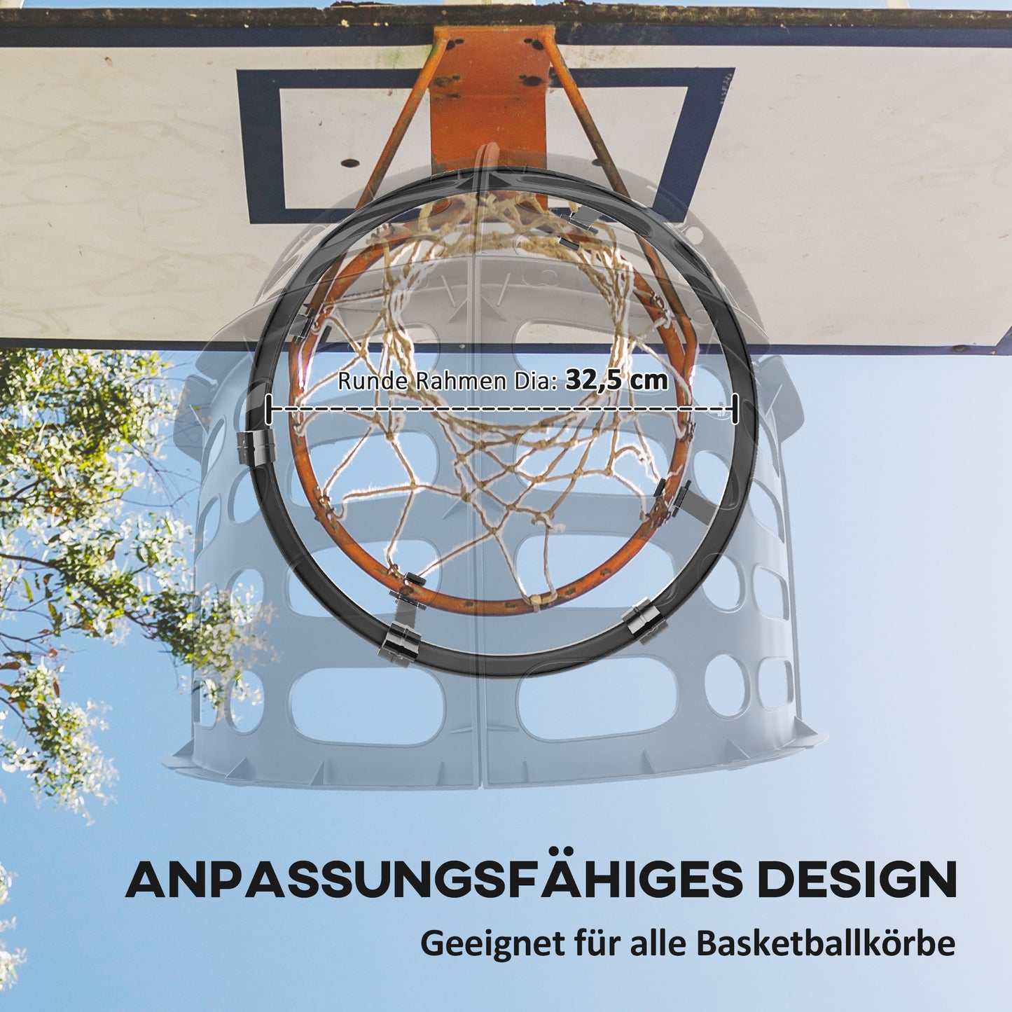 SPORTNOW Basketball-Rebounder, höhenverstellbar, 360° drehbar, Kunststoff, 35,6L x 35,6B x 75,5H cm, Schwarz