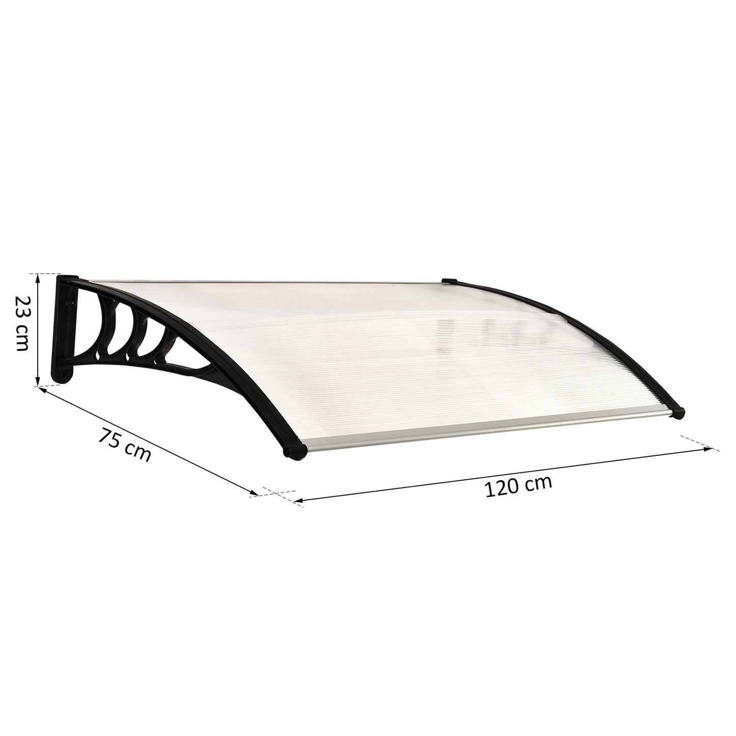 Outsunny Vordach Haustürvordach 75 x 100 cm Pultvordach Überdachung Polycarbonat Weiß