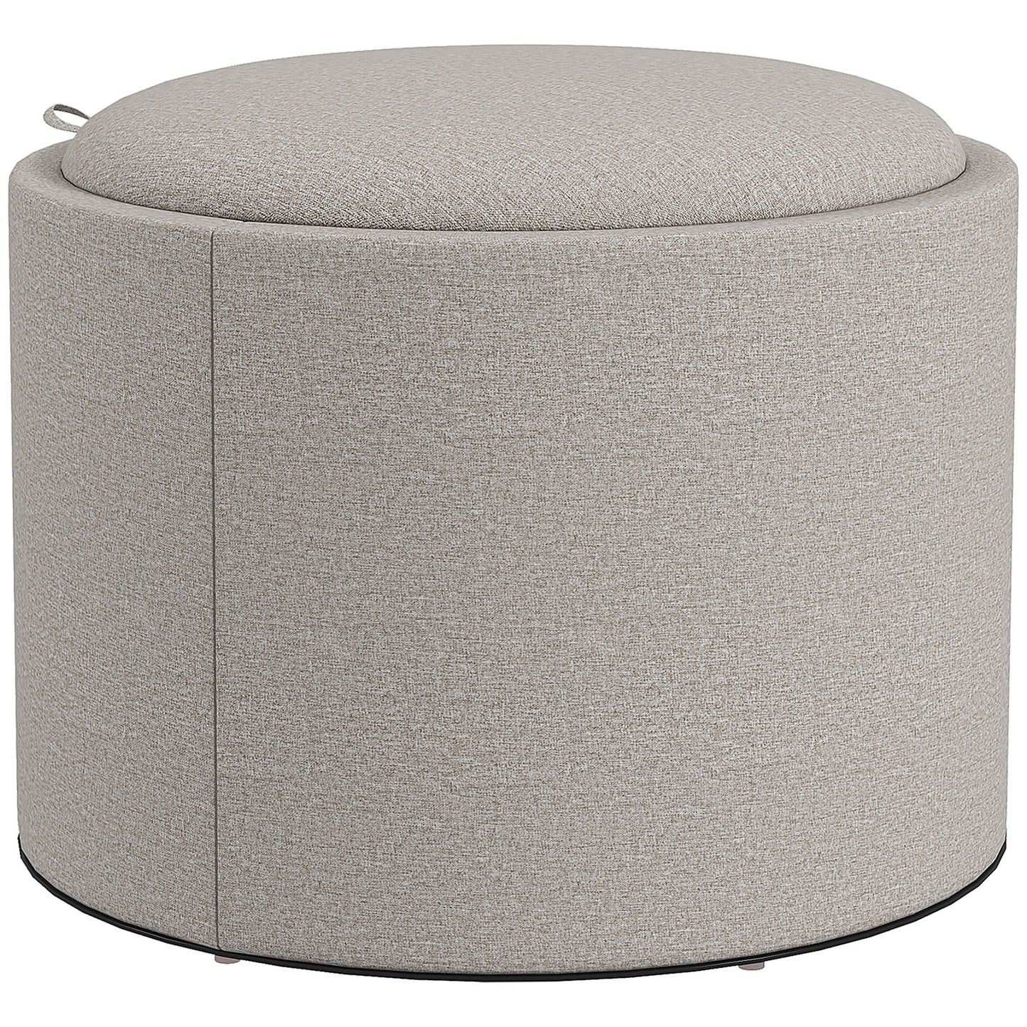 HOMCOM Hocker Polsterhocker, Leinen, versteckter Stauraum, umkehrbarer Deckel, 56cm x 56 cm x 42 cm, Hellgrau + Natur
