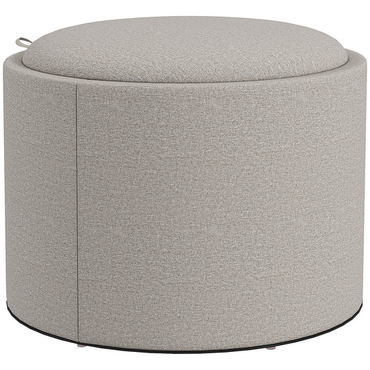 HOMCOM Hocker Polsterhocker, Leinen, versteckter Stauraum, umkehrbarer Deckel, 56cm x 56 cm x 42 cm, Hellgrau + Natur