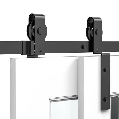 HOMCOM 200 cm Schiebetür Komplettset Schiebetürbeschlag, Schiebetür Laufschiene, Schiebetürsystem für Holzschiebetür