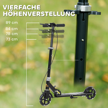 AIYAPLAY Kinderroller, Doppelte Bremsen, Metallrahmen, Fußstütze, faltbar, 3-8 Jahre, Schwarz
