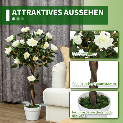 Outsunny Kunstbaum, Künstliche Pflanze im Zementtopf, Kunstpflanze