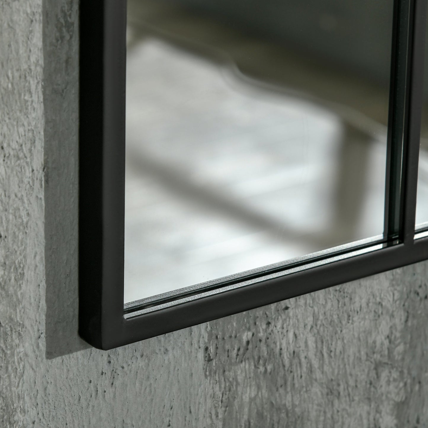 HOMCOM Fensterspiegel mit Metallrahmen, 91 cm x 2 cm x 60 cm Schwarz