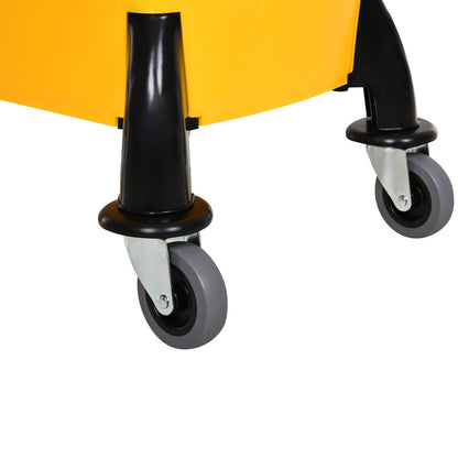 HOMCOM Reinigungswagen Fahreimer Putzeimer Wischwagen mit Auswringvorrichtung 26 Liter, Gelb, 44 x 36 x 90 cm
