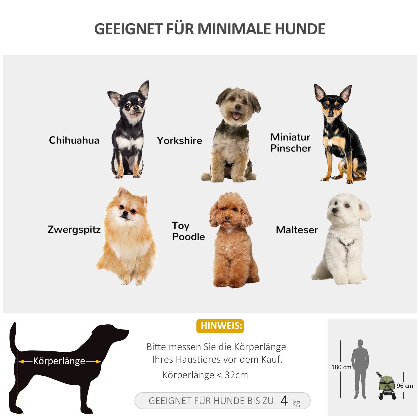 PawHut Hundewagen Hundebuggy, klappbar, 2 Sicherheitsleinen, 2 Becherhalter, 67 x 45 x 96 cm, Khaki