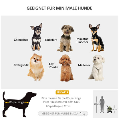 PawHut Hundewagen Hundebuggy, klappbar, 2 Sicherheitsleinen, 2 Becherhalter, 67 x 45 x 96 cm, Khaki