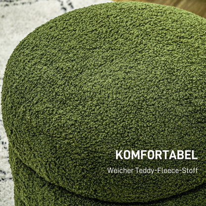 HOMCOM Hocker, rund, Teddyfleece, bis 120kg, Φ40x45H cm, Grün