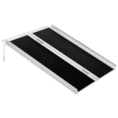 HOMCOM Rollstuhlrampe Auffahrrampe Rollstühle Rollatoren Faltbar Aluminium, 270 kg Belastbar, Schwarz, 91 x 72 x 5 cm
