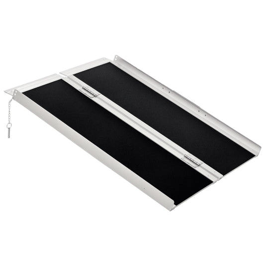 HOMCOM Rollstuhlrampe Auffahrrampe Rollstühle Rollatoren Faltbar Aluminium, 270 kg Belastbar, Schwarz, 91 x 72 x 5 cm