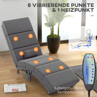 HOMCOM Massagesessel Relaxsessel Liegesessel 8 Vibrationspunkte, 5 Modi, 8 Vibrationspunkte, 56 x 168 x 84 cm, Grau