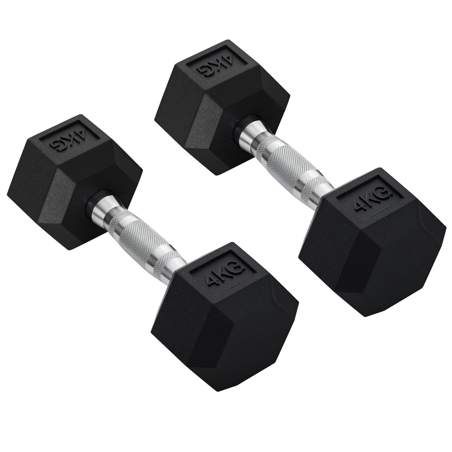 HOMCOM Hexagon Hanteln, 2er Set Hanteln mit gerändeltem Griff, Kurzhantelset aus Gusseisen, 2 x 4 kg, Kurzhanteln für Männer Frauen, Zuhause, Fitnessstudio, Krafttraining