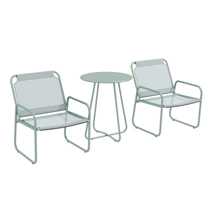 Outsunny 3-teiliges Gartenmöbelset، 2 Stühle mit atmungsaktivem Stoffbezug، 1 عداء Tisch Ø60 سم، Grün