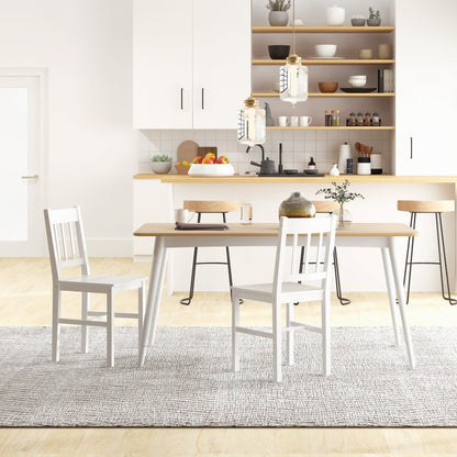 HOMCOM 2er-Set Esszimmerstühle Küchenstühle Stühle, Massivholz, 41 cm x 46,5 cm x 85,5 cm, Weiß