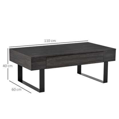 HOMCOM Couchtisch Wohnzimmertisch mit Schublade Modern Sofatisch mit Metallrahmen Beistelltisch Kaffeetisch für Wohnzimmer 110 x 60 x 40 سم، Dunkelgrau