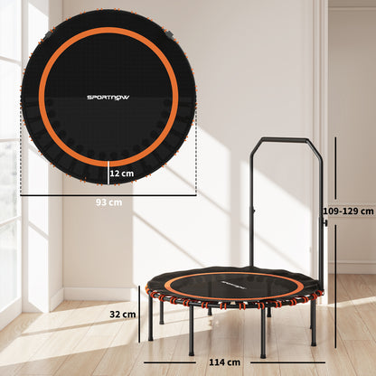 SPORTNOW Fitness-Trampolin mit verstellbarem Handlauf, Sport-Trampolin für drinnen und draußen, Stahl, Kunststoff, Orange