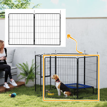 PawHut 2er-Set Erweiterung für Welpengehege, Hundezaun-Paneele, Haustierspielplatz, Welpenzaun aus Stahl, Grau