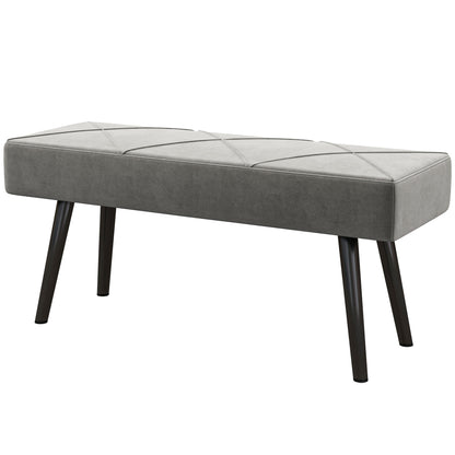 HOMCOM Sitzbank Polsterbank Bettbank, Samtoptik, 100 x 36 x 45 cm, Grau