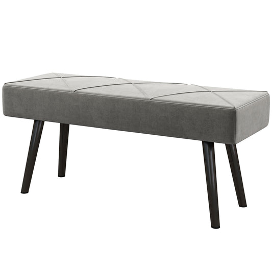 HOMCOM Sitzbank Polsterbank Bettbank, Samtoptik, 100 x 36 x 45 cm, Grau