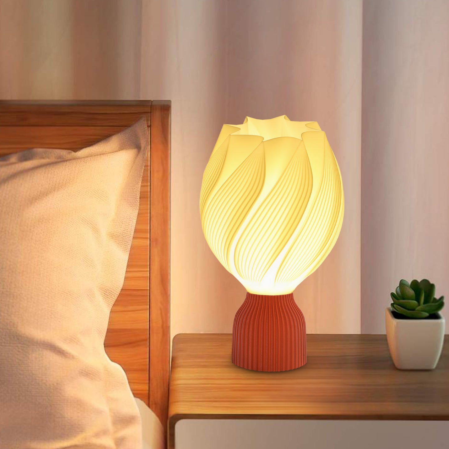 HOMCOM 3D-gedruckte Lampe mit Blütenblattformen, Kunststoff, energieeffizient, Weiß