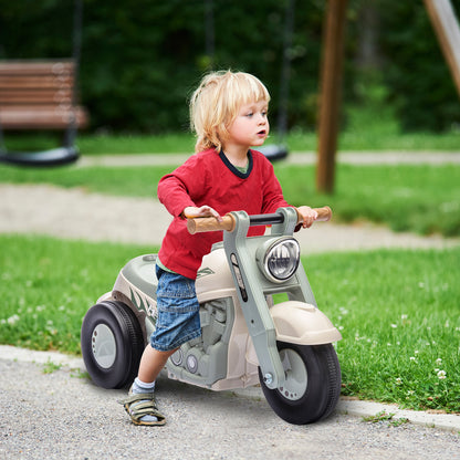 AIYAPLAY Rutschauto, Motorrad-Design, Musik und Seifenblasen, für 2-5 Jahre, Cremeweiß