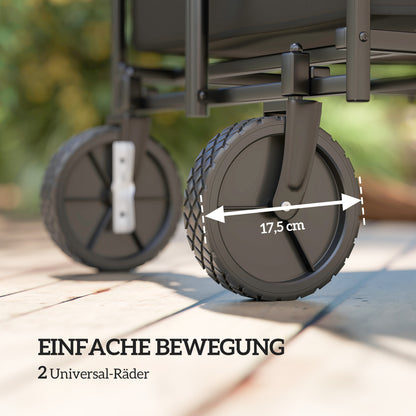 Outsunny Gartenwagen 100 kg belastbar klappbar Erweiterter Transportwagen mit herausnehmbare Plane Schwarz