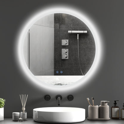kleankin Badezimmerspiegel Badspiegel mit LED-Licht Berührungssensor Antibeschlagfunktion