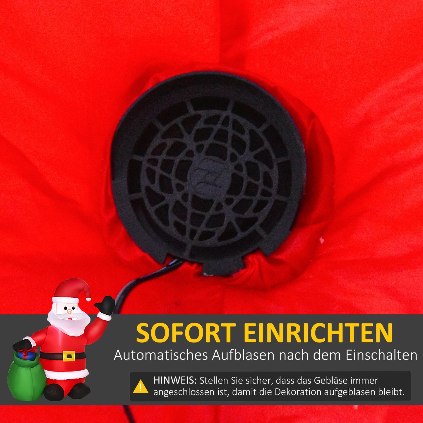 HOMCOM Weihnachtsdeko Aufblasbarer Weihnachtsmann Outdoor-Weihnachtsdekoration, inkl. Gebläse, 1,2 m, Rot + Weiß