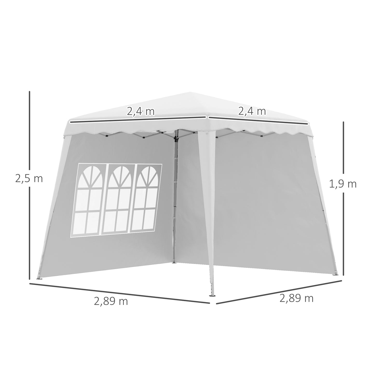 Outsunny Pop Up Pavillion Faltpavillion, inkl. Fernstern, wetterbeständig, 240 x 240 x 250 cm, Weiß