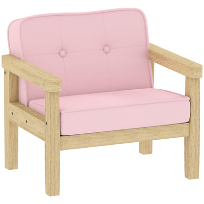 AIYAPLAY Kindersessel Kindersofa mit Kord-Optik, massiven Holzfüßen Sessel aus Schaumstoff Kinderstuhl für Kinderzimmer, Spielzimmer, 46,5 x 44 x 45 cm, für Kinder 3-8 Jahre Rosa