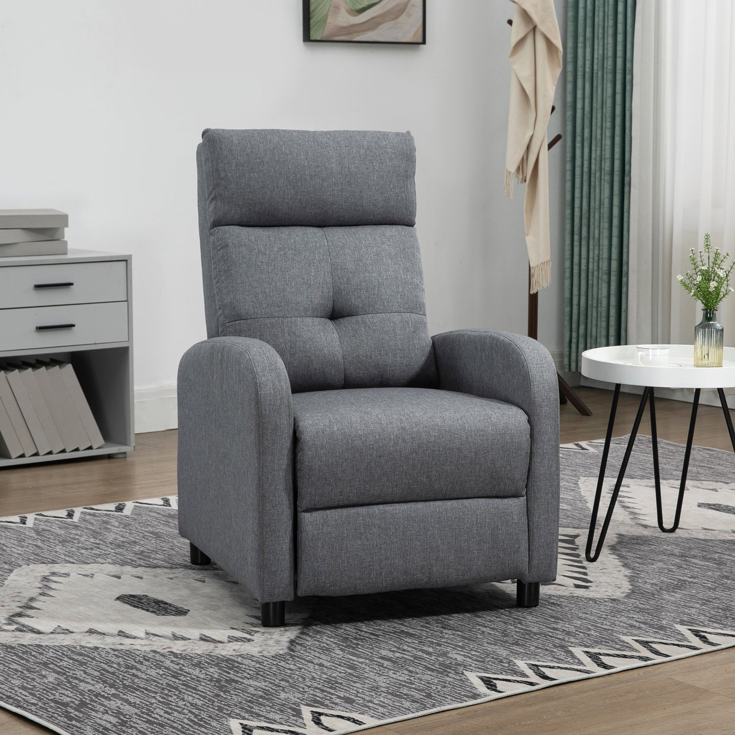 HOMCOM Relaxsessel mit Liegefunktion, ausfahrbares Fußteil, Taschenfederkern, bis 150 kg, Grau