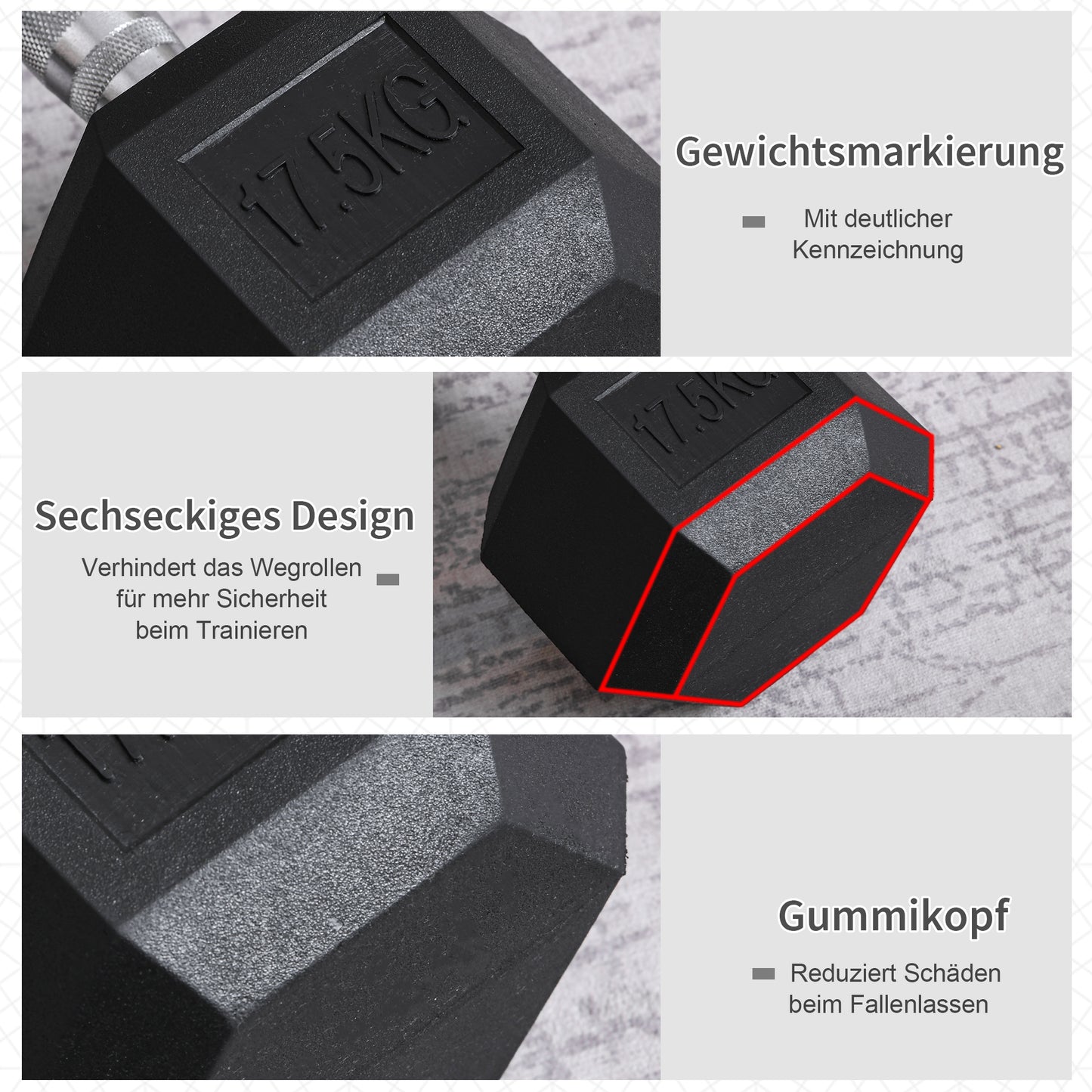 HOMCOM Kurzhantel، 17,5 كجم Hantel، Hantel، Gewicht، Anti-Rutsch-Griff، Schwarz + Silber