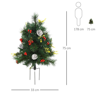 HOMCOM 2-er Set Weihnachtsbäume، Künstlicher Mini-Christbaum mit LED-Lichtern، Kunststoff، Metall، Ø33 x 75 cm، Grün
