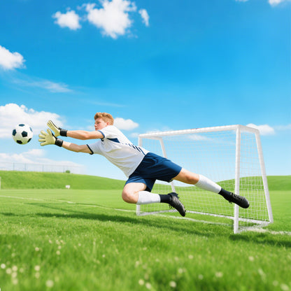 SPORTNOW Fußballtor, robustes Netz, Kunststoff-Rahmen, Heringe, 180L x 92B x 124H cm, Weiß