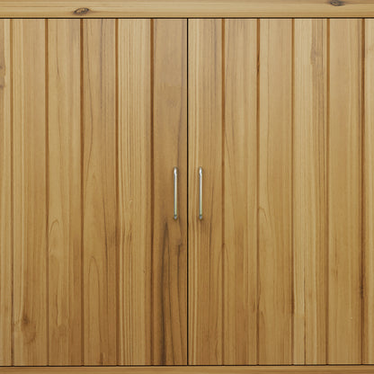 Outsunny Gartenschrank, Holzkommode mit 2 Regalen für Garten, Terrasse, Wetterfest, 110 x 50 x 85 cm, Braun
