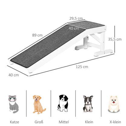 PawHut Haustierrampe mit rutschfestem Teppich 125 x 40 x 35,5 سم كيفيرنهولز
