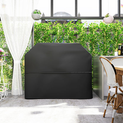 Outsunny Grillabdeckung BBQ Abdeckung Abdeckhaube mit Klettverschlüssen Schwarz, 147 x 61 x 122cm