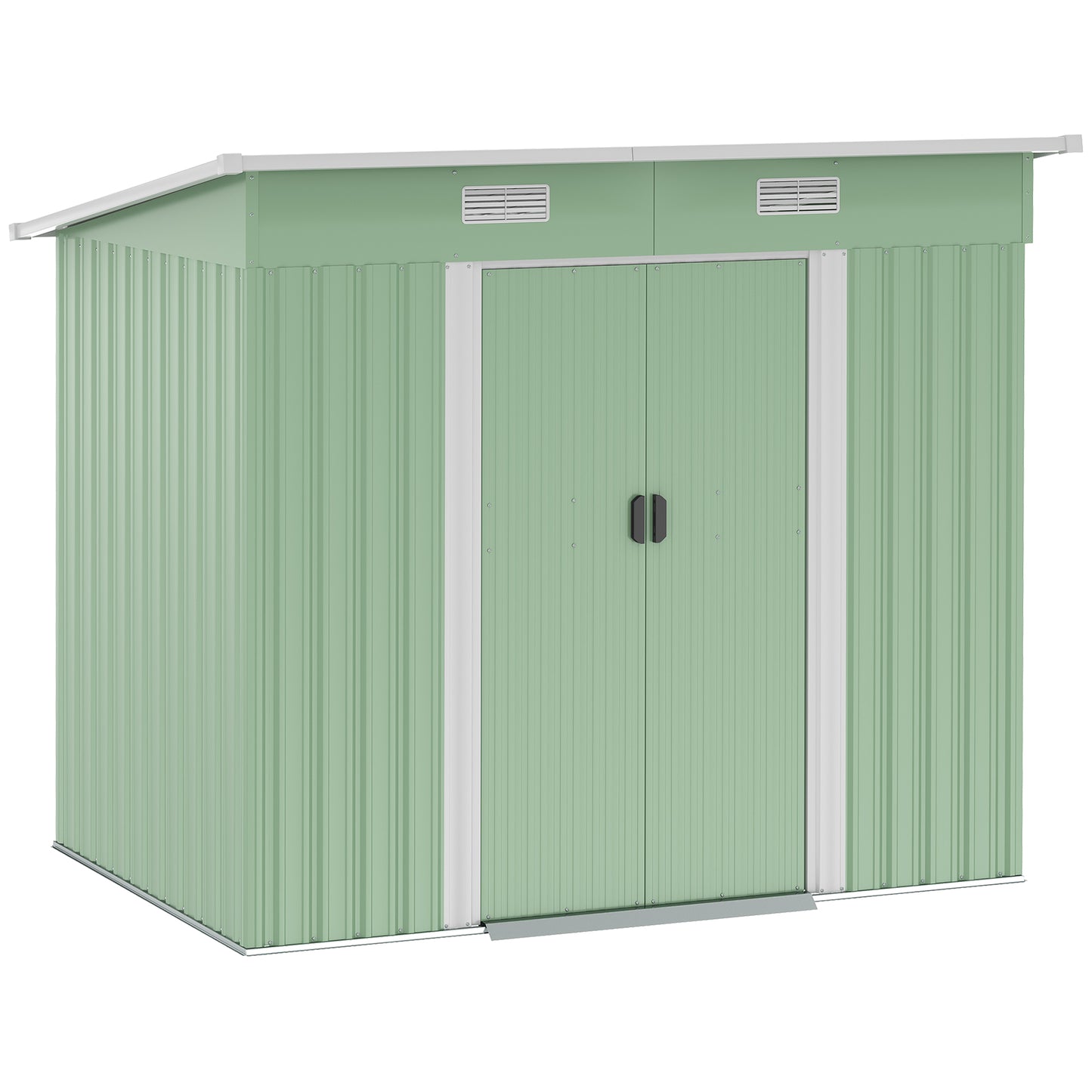 Outsunny Gerätehaus Metall 2,3 m² 207 x 130 x 182 cm Geräteschuppen mit Pultdach Fenster Bodenrahmen Grün