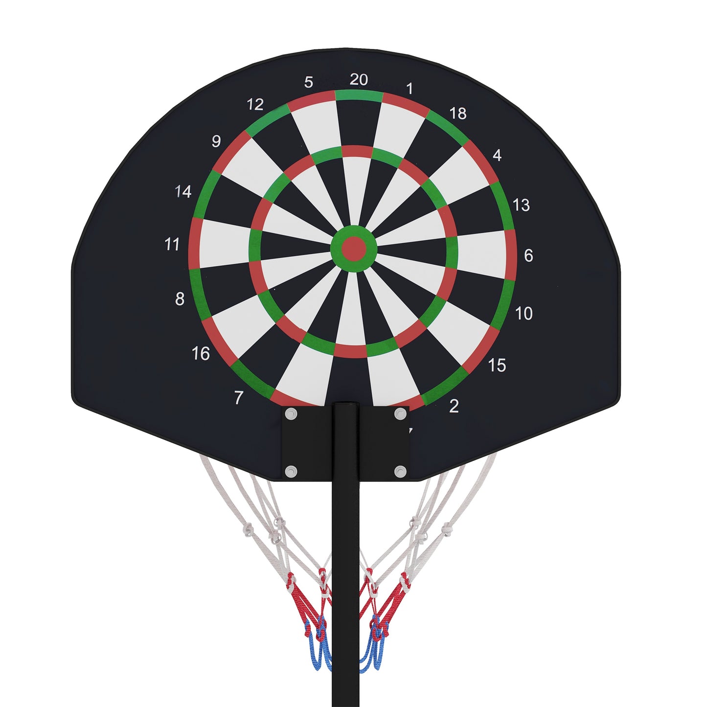 SPORTNOW Basketballständer, höhenverstellbar, Magnet-Dartscheibe, 98-148cm, Schwarz