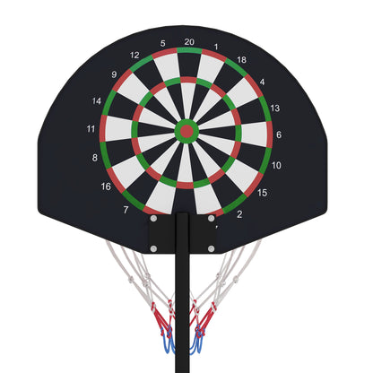 SPORTNOW Basketballständer, höhenverstellbar, Magnet-Dartscheibe, 98-148cm, Schwarz