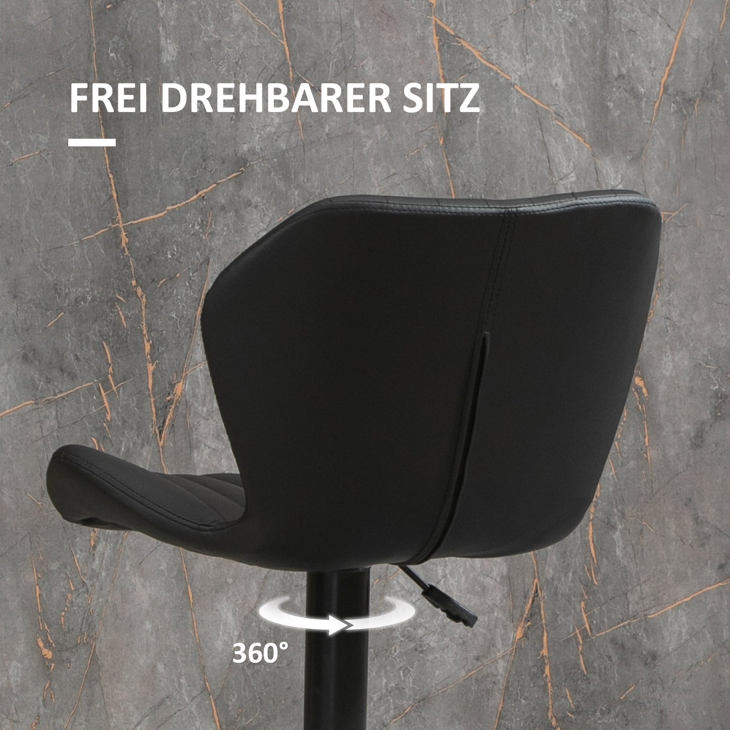 HOMCOM Barhocker Barstuhl 2-er Set höhenverstellbar 48,5 x 55,5 x 90-110 cm Kunstleder+Stahl Schwarz