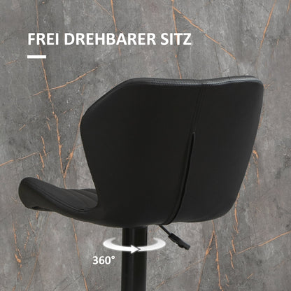 HOMCOM Barhocker Barstuhl 2-er Set höhenverstellbar 48,5 x 55,5 x 90-110 cm Kunstleder+Stahl Schwarz