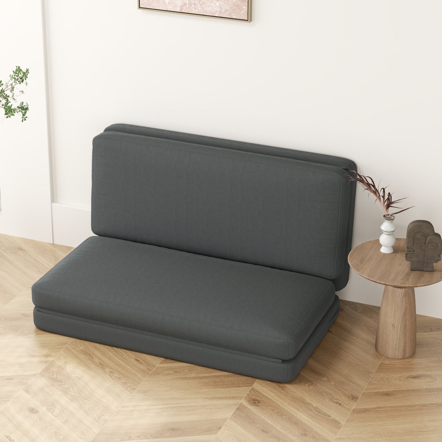 HOMCOM 3-in-1 faltbarer Relaxsessel, Gästematratze, teilbar, 138 cm breit, Dunkelgrau